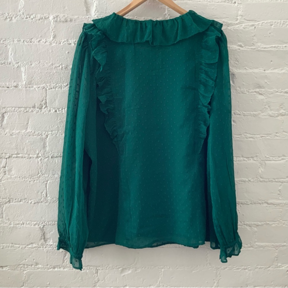 LOFT Green Ruffle Blouse - Picture 10 of 14